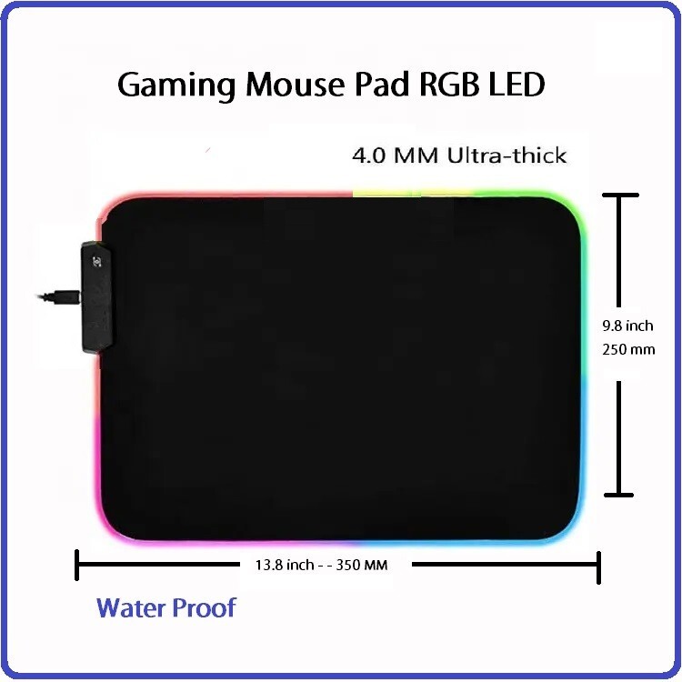Small Hard Surface LED Gaming Mouse Pad - RGB Light Up Modes