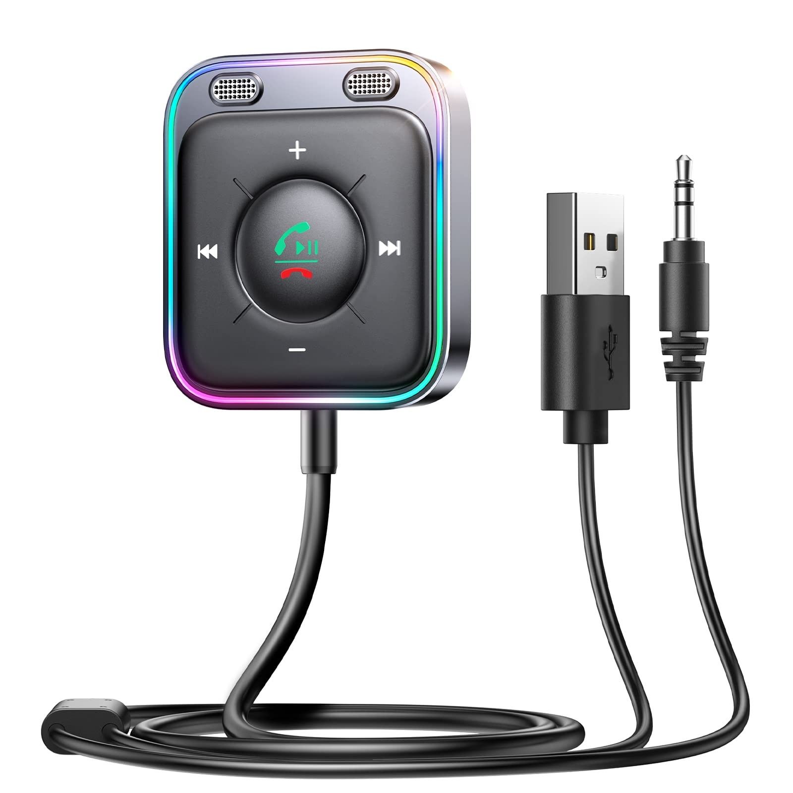 JOYROOM Bluetooth 6.0 AUX Car Adapter, Dual Mics Noise Cancellation, Plug-and...