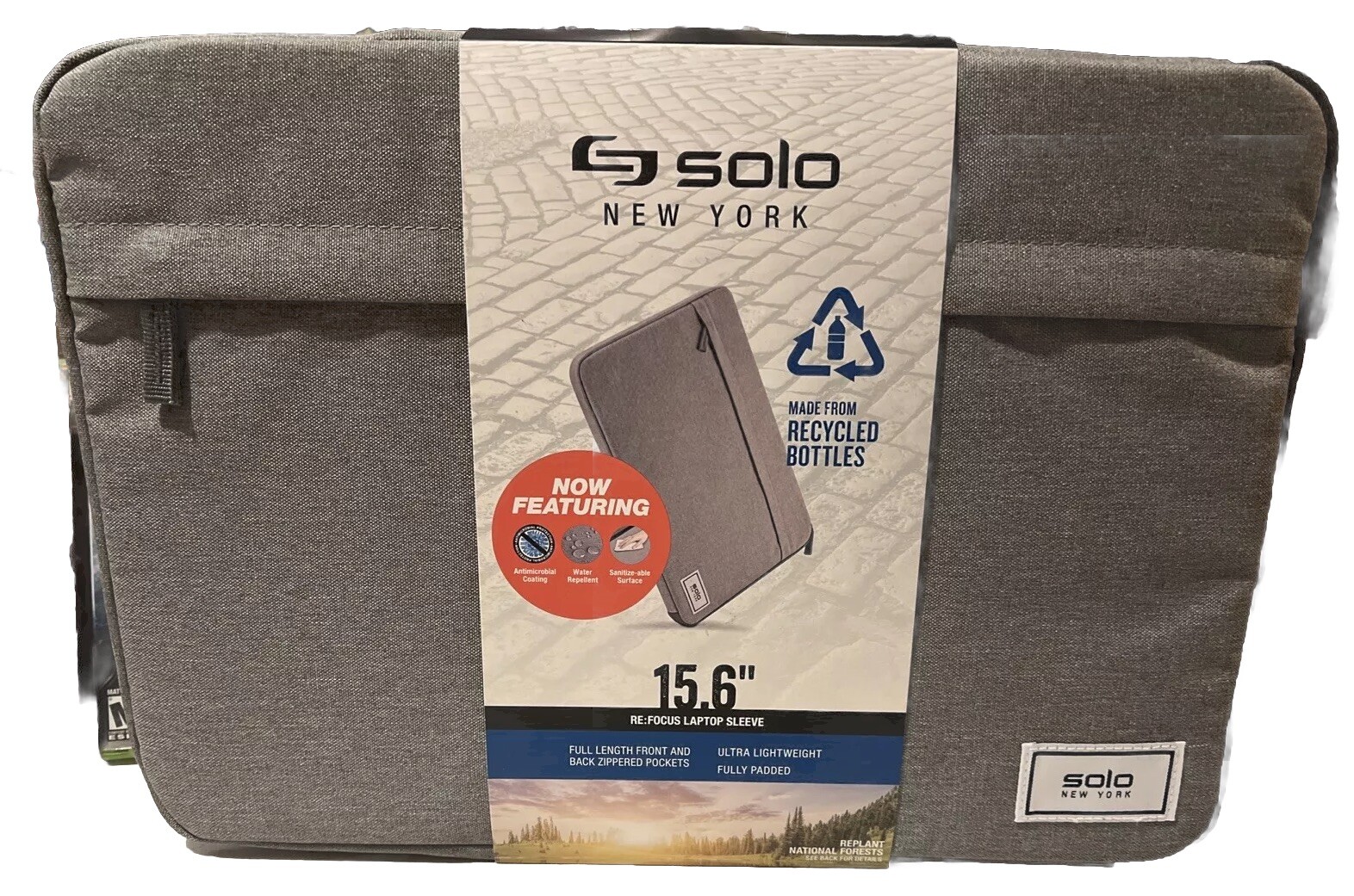 Solo Re:Focus 15.6 Inch Laptop Sleeve, Grey