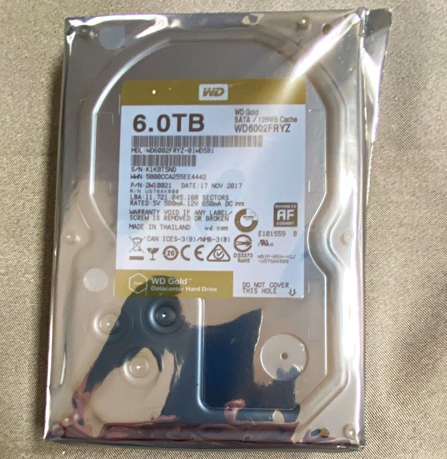Western Digital WD Gold 6TB 3.5in SATA III 7200RPM 128MB WD6002FRYZ