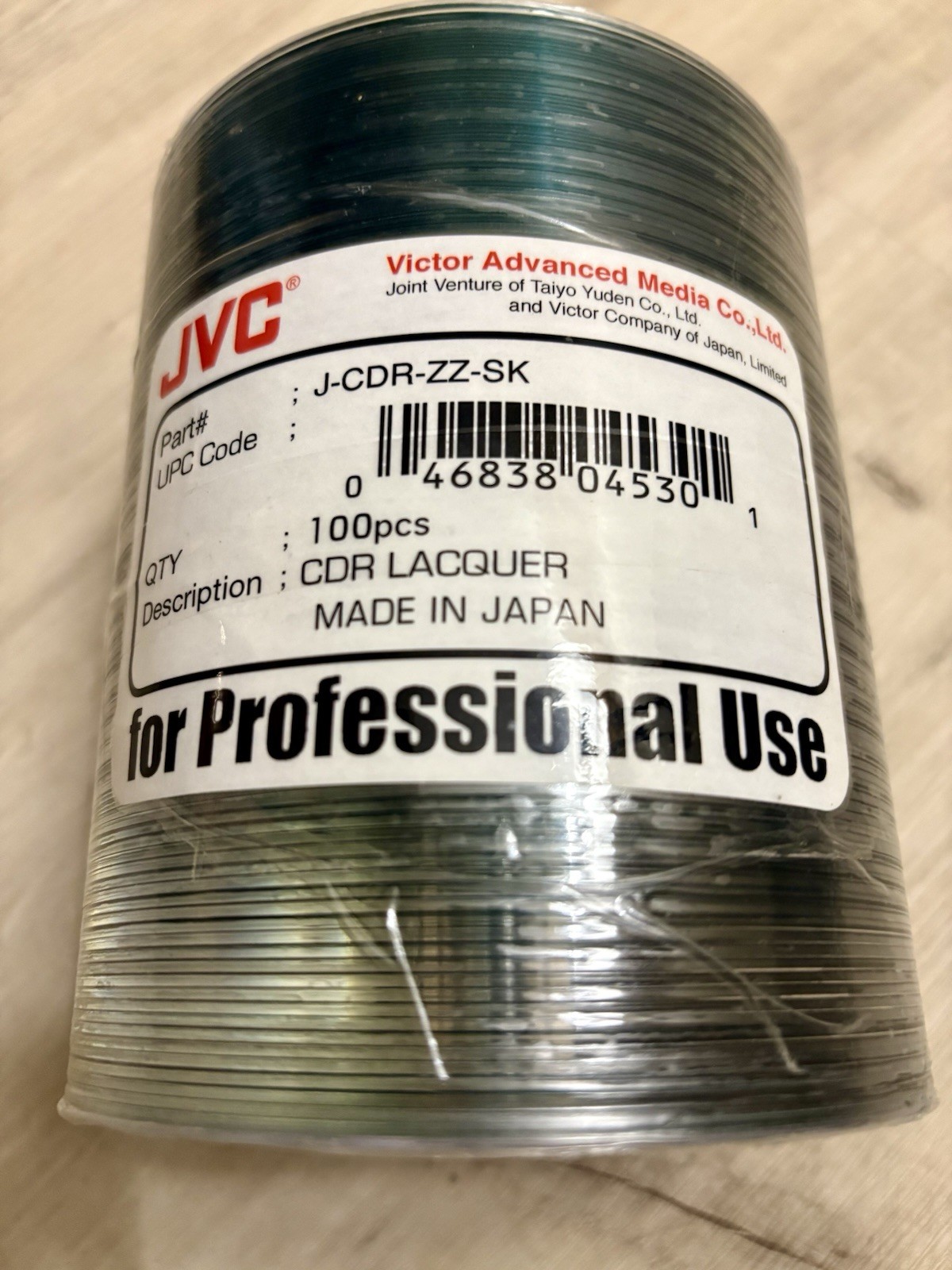 100 JVC TY CD-R WHITE INKJET HUB WATERSHIELD J-CDR-ZZ-SK