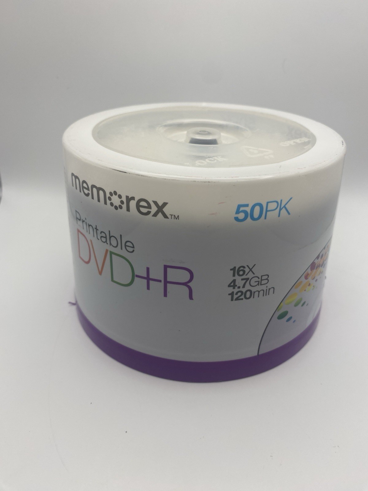 50 Pack Memorex Printable DVD+R 16X Blank 4.7GB 120 Min Recordable Media Sealed