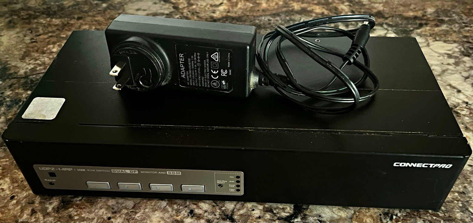 ConnectPRO UDP2-14AP Dual DisplayPort 4-Port USB/3.5mm Powered KVM Black