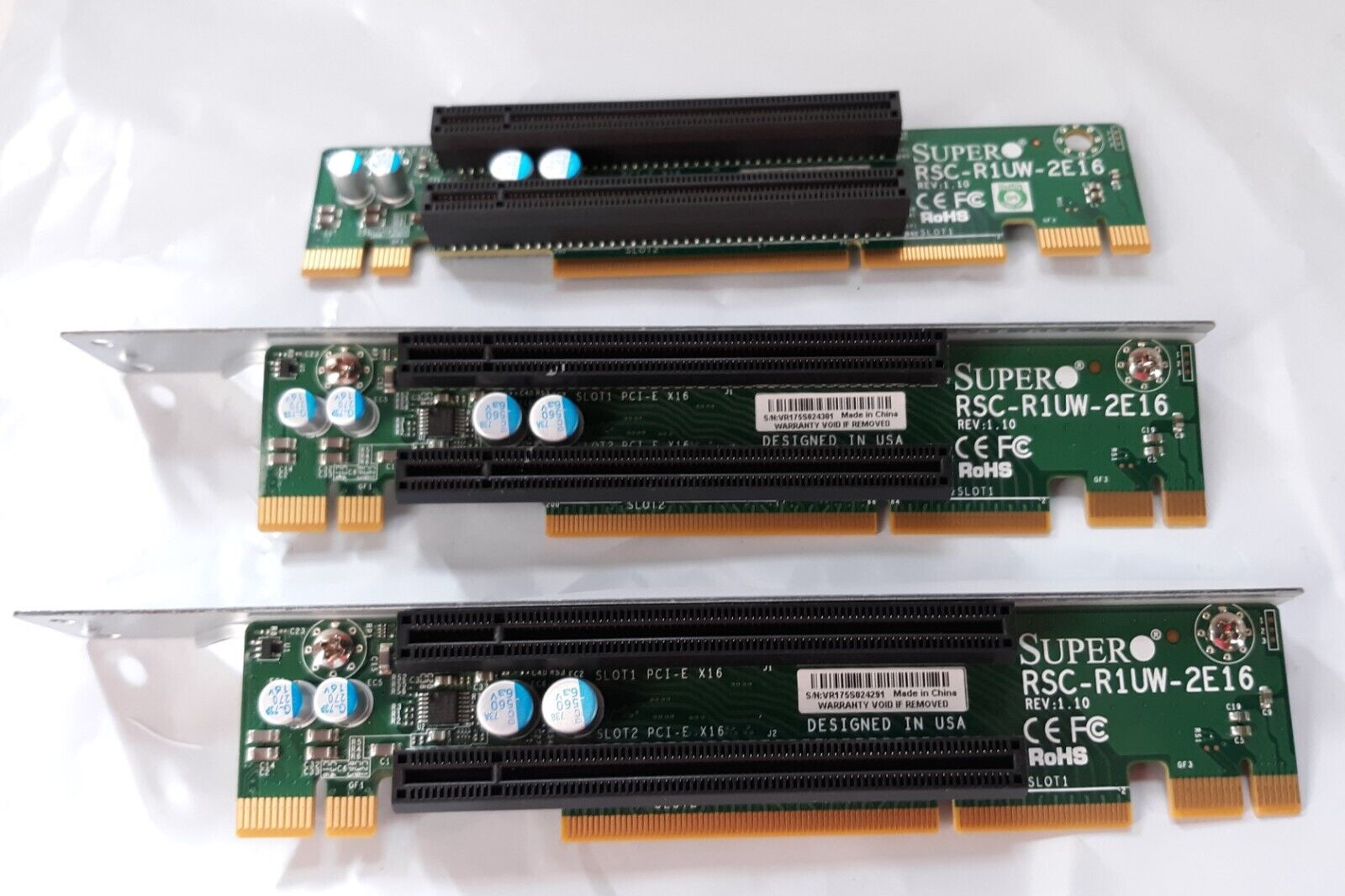 Lot of 3 Supermicro RSC-R1UW-2E16 PCIe x16 Riser Card *PULLED*