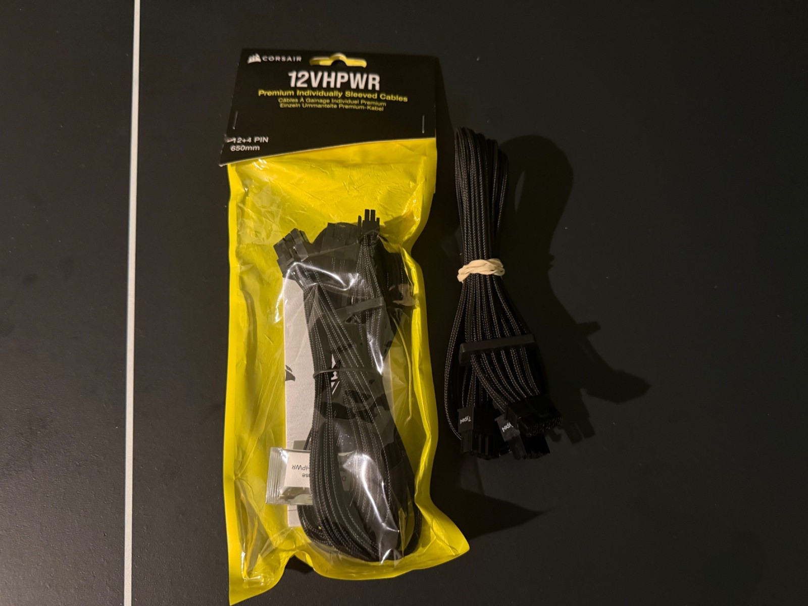 NEW Corsair 12VHPWR PCIe 5.0 GPU Cable 12+4 Pin 650mm Black w/ AS IS Spare Cable