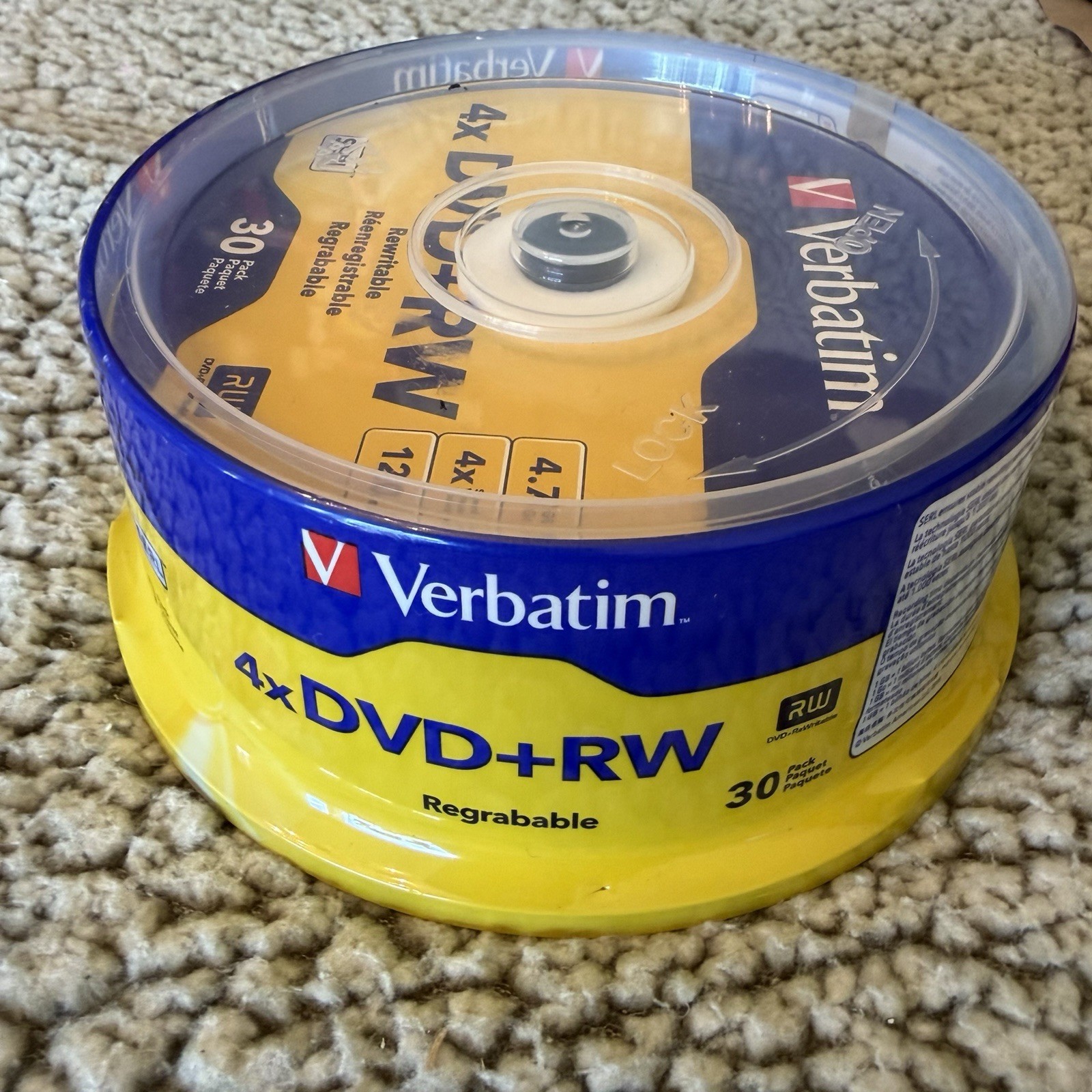 30 Verbatim Blank 4X DVD+RW Logo Branded 4.7GB Rewritable DVD Disc 94834