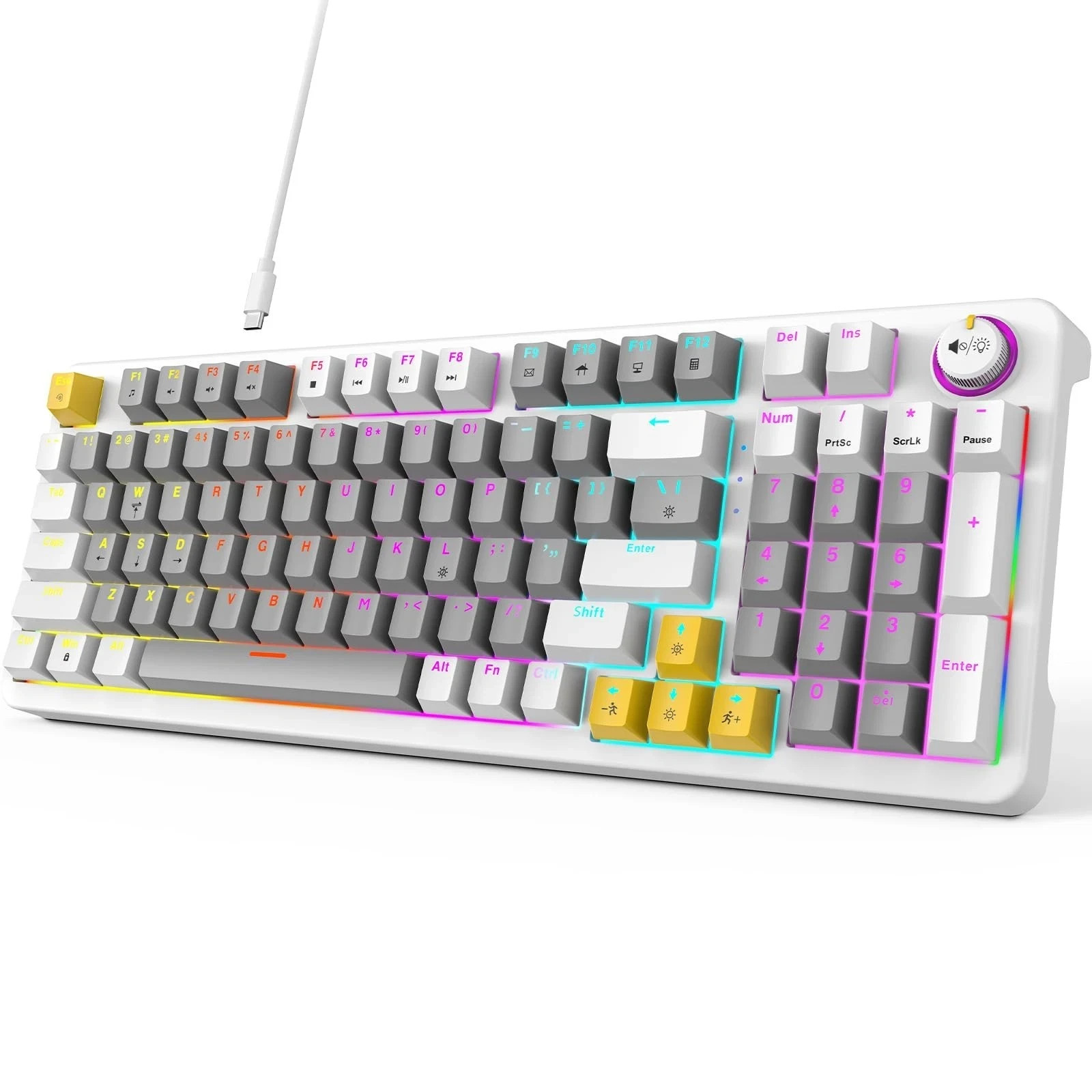 MOFII AK96 Mechanical Gaming Keyboard, Full Keys LED Backlit Programmable, Pl...