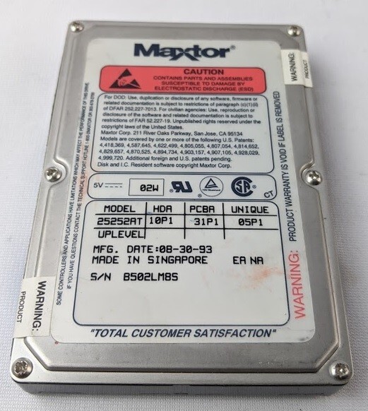 Maxtor 25252AT Hard Disk Drive