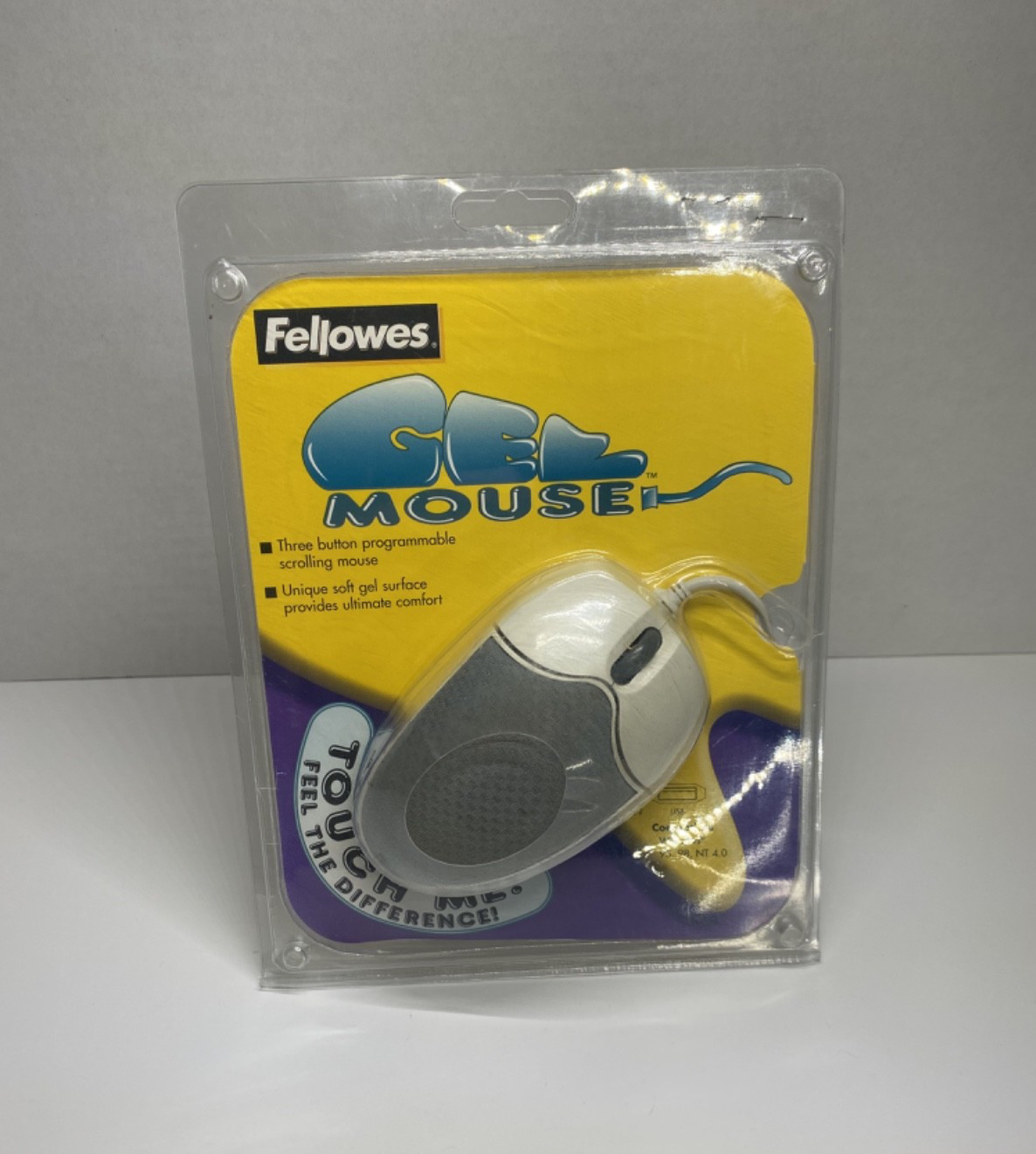 Fellowes VINTAGE Gel Mouse with PS/2 to USB Adapter White/Gray Used *1999