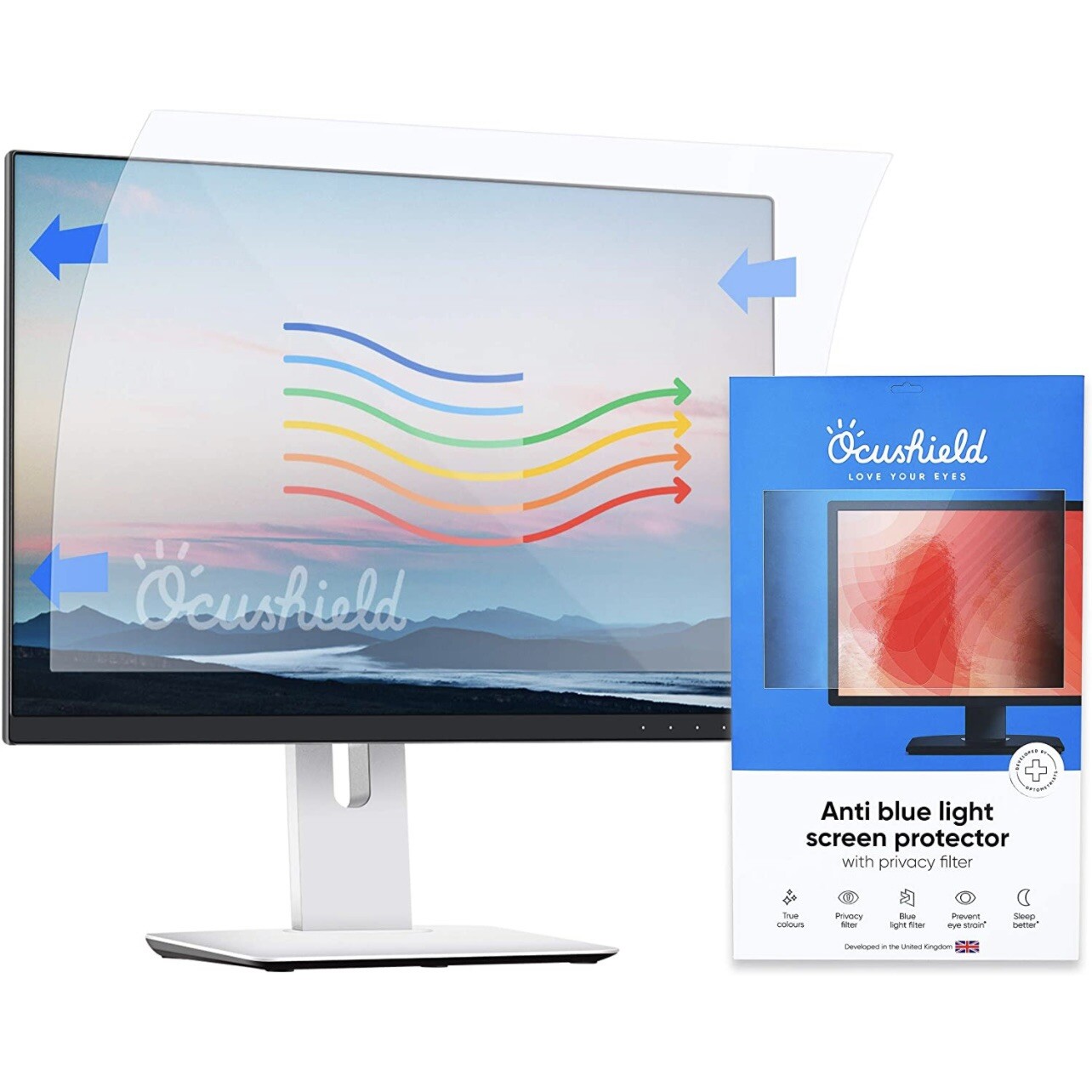 Ocushield 21.5”W(16:9) Anti Blue Light/Glare Screen Protector/Privacy Filter NIP