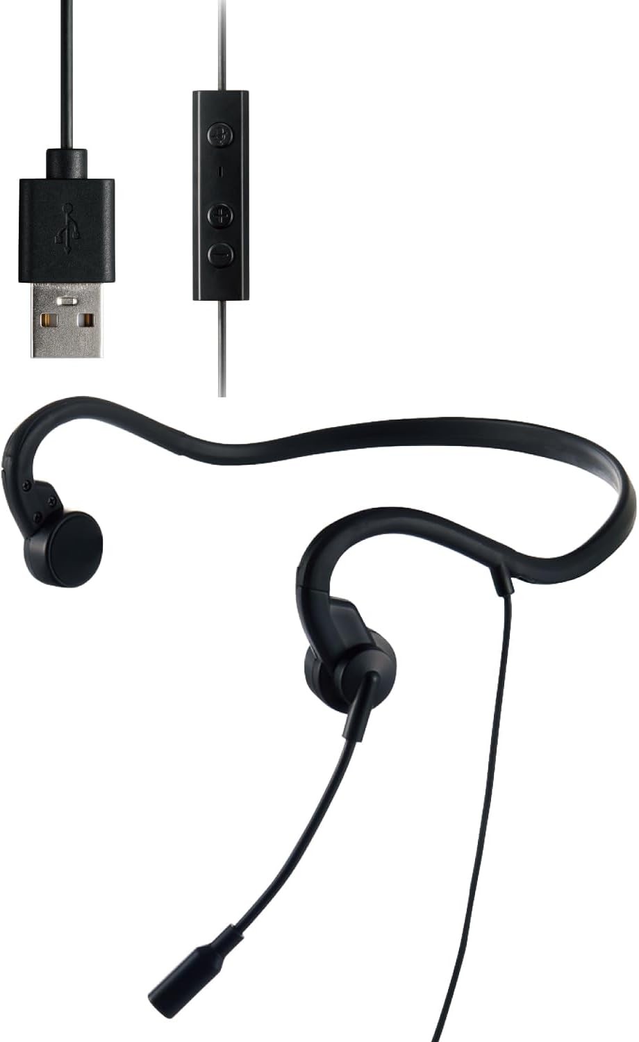 ELECOM Bone Conduction Earphones with Microphone Wired USB-A Headset Lightweight
