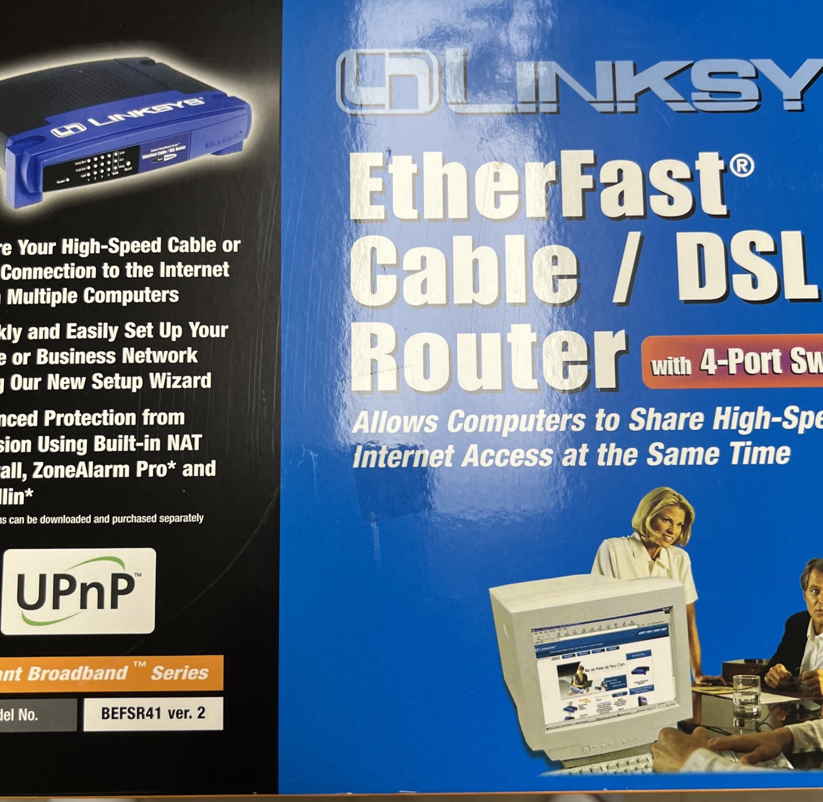 Linksys EtherFast Cable/DSL with 4-Port Switch Model BEFSR41 ver. 2 Brand New