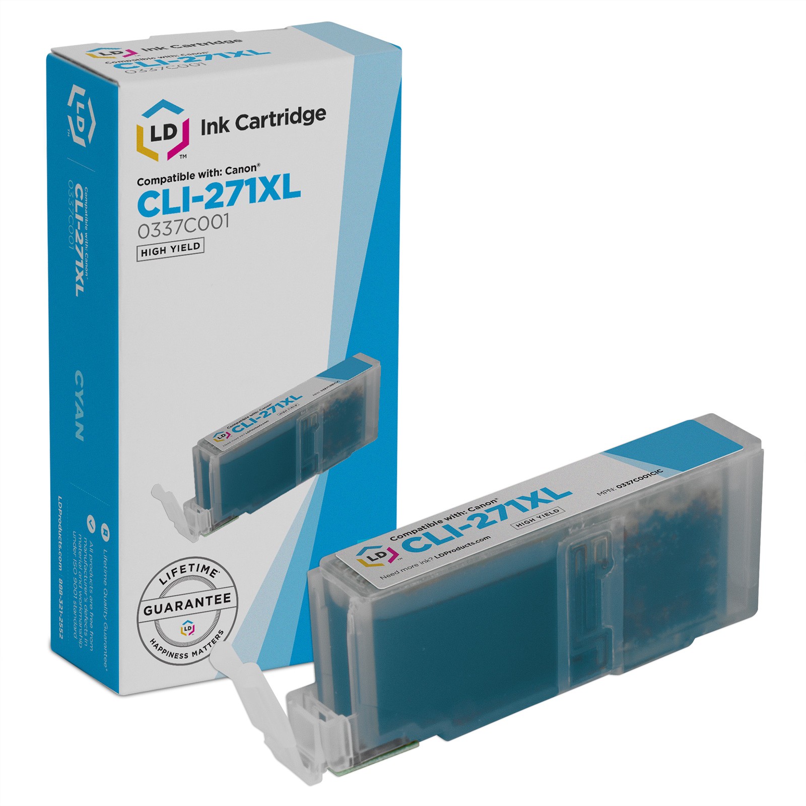 LD Compatible Canon CLI-271XL/ 0337C001 High Yield Cyan Ink Cartridge