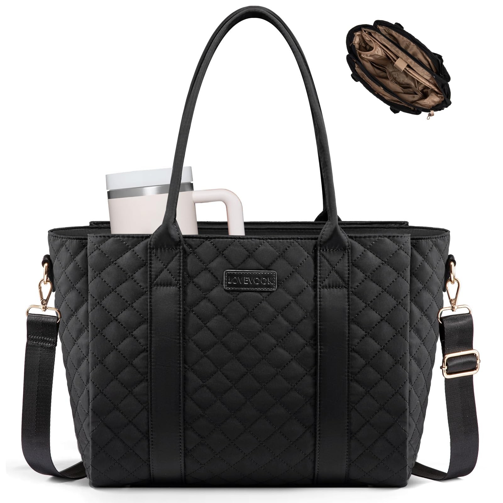 Best LOVEVOOK Teacher Tote Bag for Women, Quilted Work Nurse Laptop Bag, Large