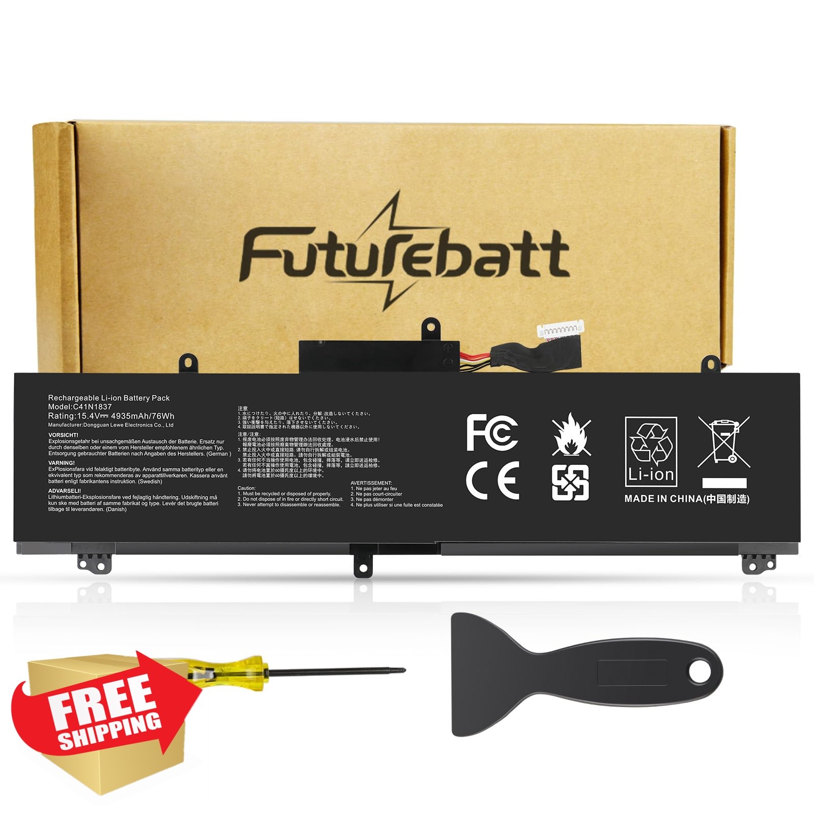 Futurebatt C41N1837 Battery Asus Rog Zephyrus GA502 GA502D GA502DU GA502GU GA...