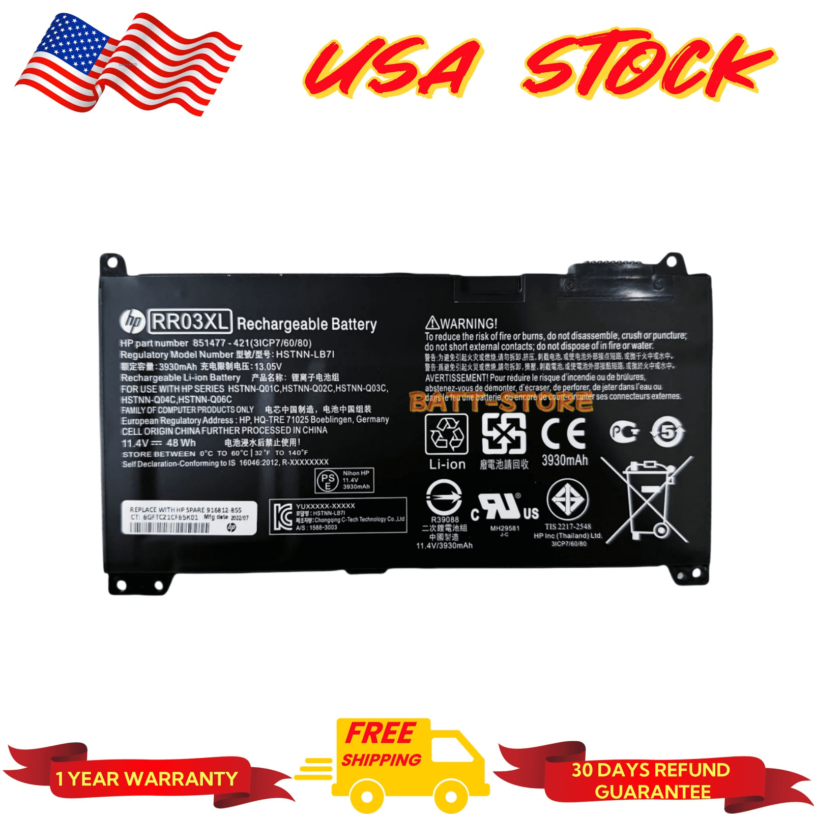 RR03XL GENUINE Battery For HP ProBook 440 450 470 G4 Serie HSTNN-LB7I HSTNN-UB7C