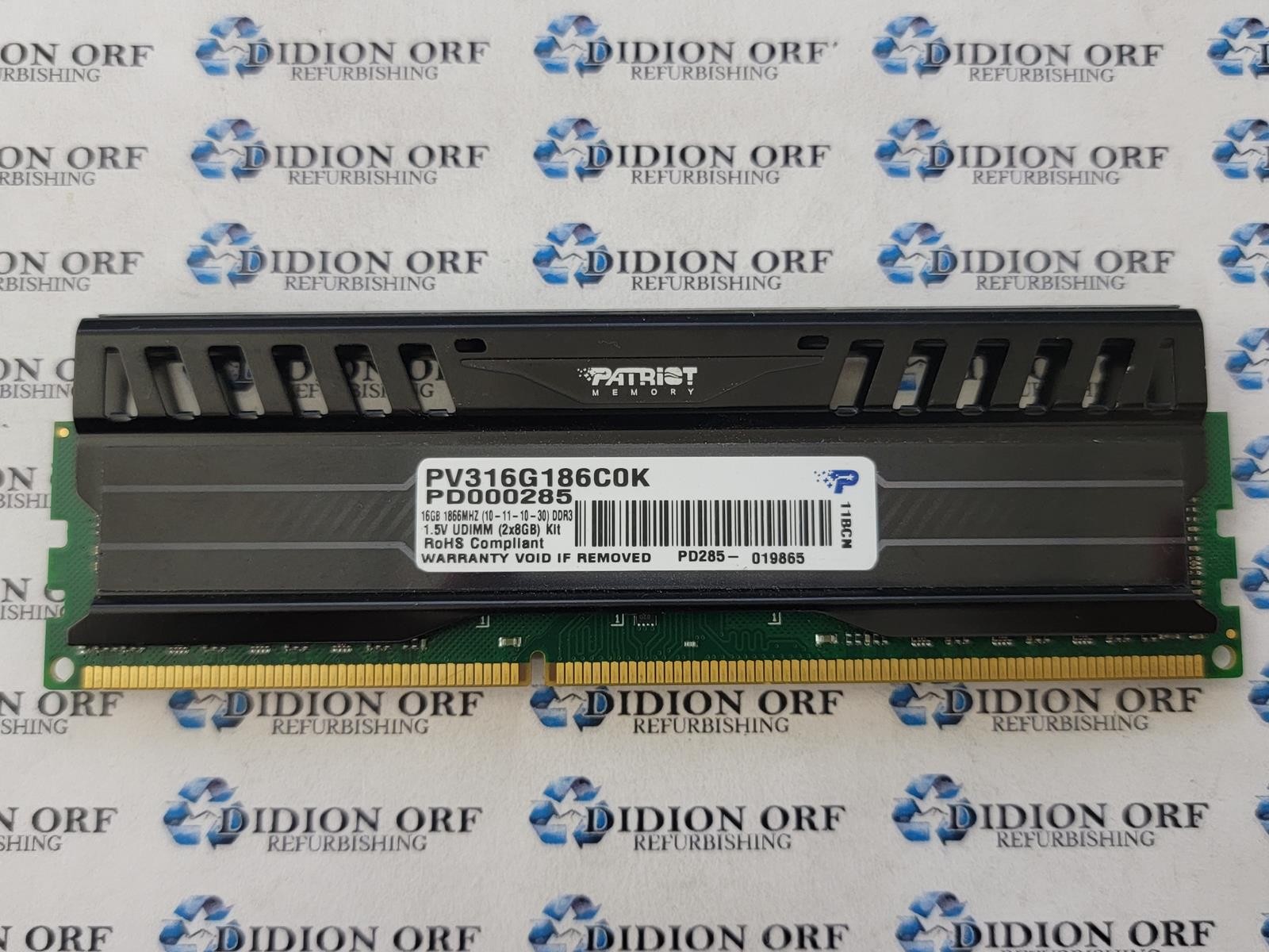 PATRIOT MEMORY 8 GB DDR3 DESKTOP RAM PC3-1866 PV316G186C0K SKU 4734