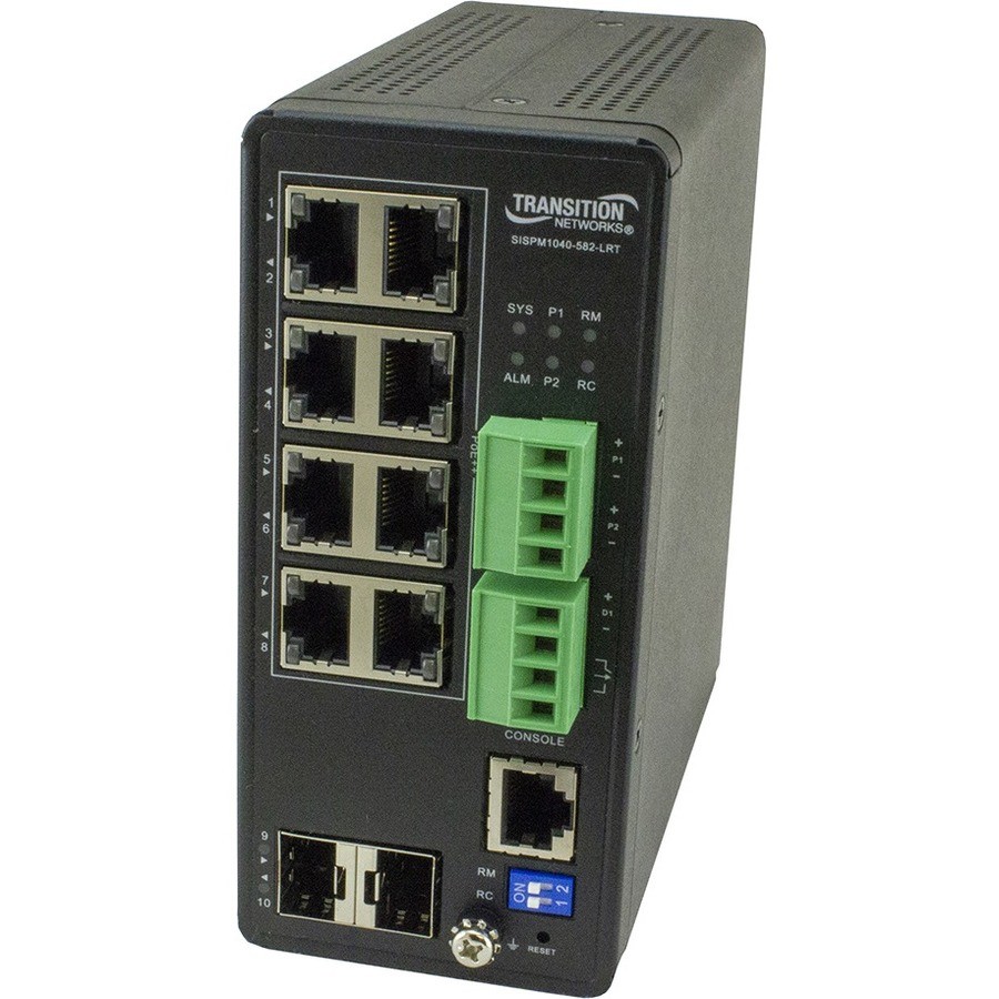 Transition Networks SISPM1040-582-LRT 1000B-TPOE Plus 2 100-1000BASE-X SFP