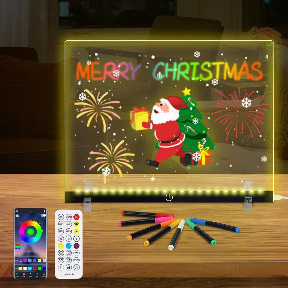 14.1 In. X 10.9 In. Acrylic LED Note Board 16M-Color Display, Music Sync, APP an