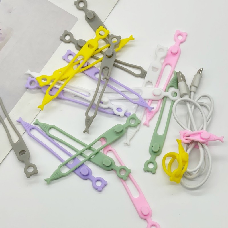 30Pcs Data Cable Organizer Silicone Cable Management Clips, Cute Cord Organizer