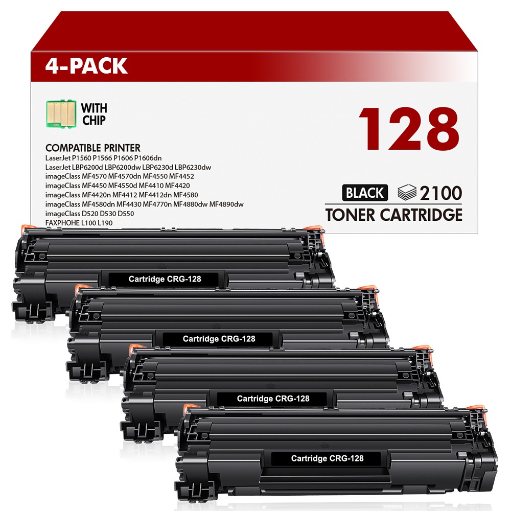 4PK C128 Toner Cartridge for Canon 128 ImageClass D530 MF4770n MF4880dw MF4890dw
