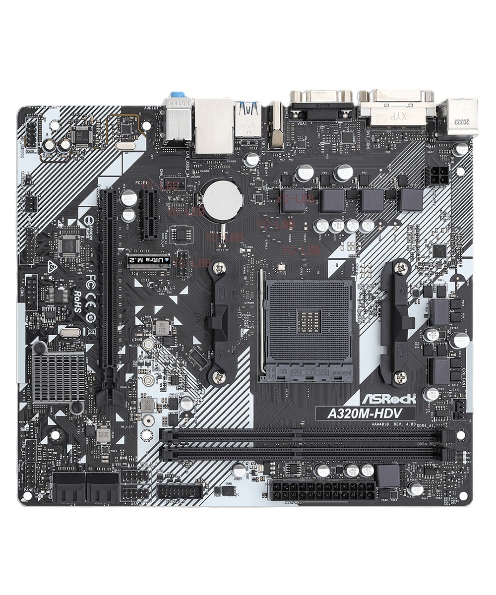 ASRock A320M-HDV R4.0 AM4 A320 SATA3 1 Ultra M.2 USB 3.1 HDMI M-ATX Motherboard