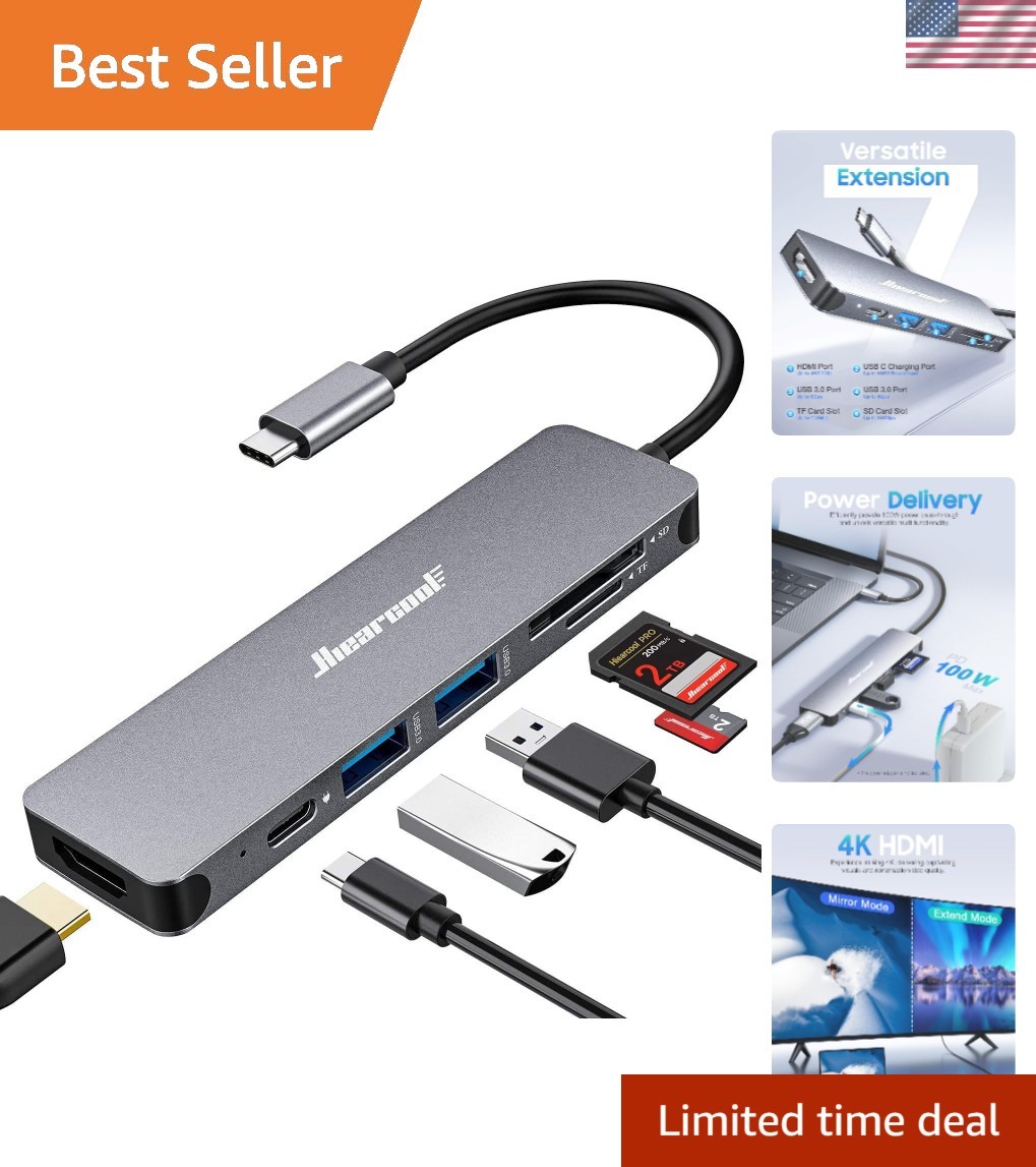 Effortless Connectivity: 7-in-1 USB C Hub with 4K HDMI & Fast Data Transfer