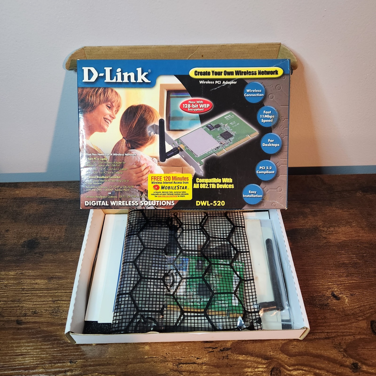 D‑Link DWL‑520 Wireless PCI Adapter – 802.11b WiFi Network Card