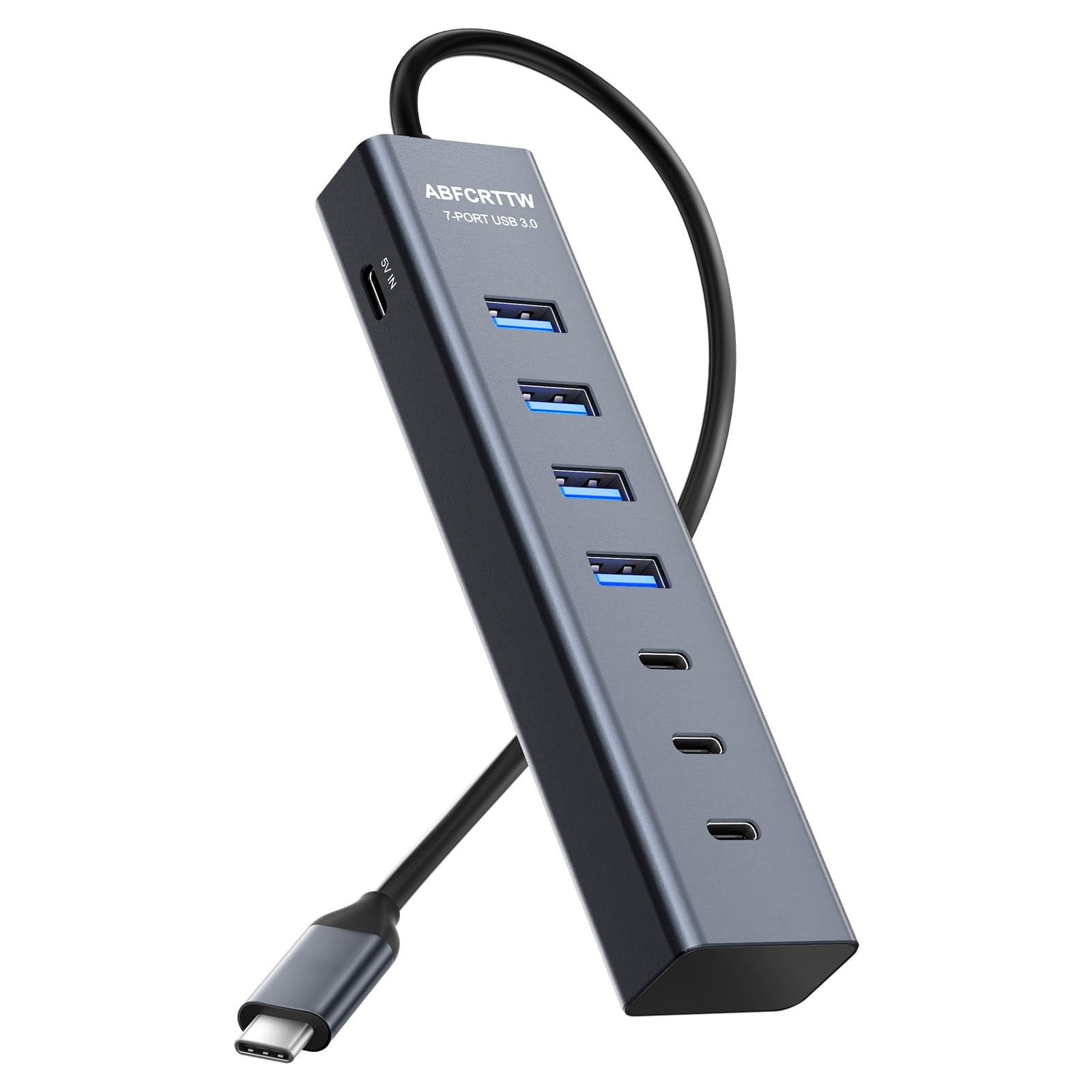 USB C to USB Hub Multiport Adapter, Aluminium 7-Port USB C Hub Multiport