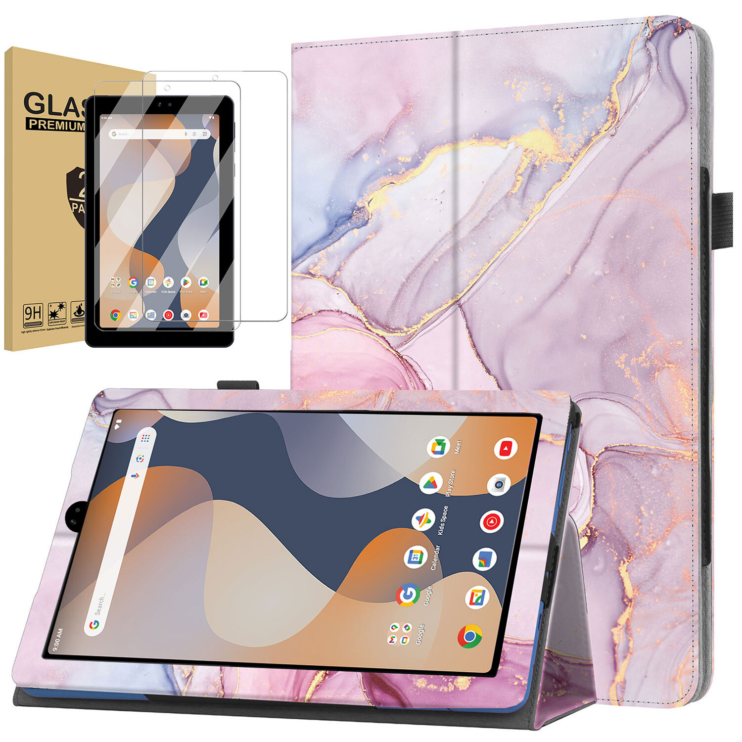 For Onn 8 inch Tablet Case (2024 Model) 100135923 Premium PU Leather Folio Stand