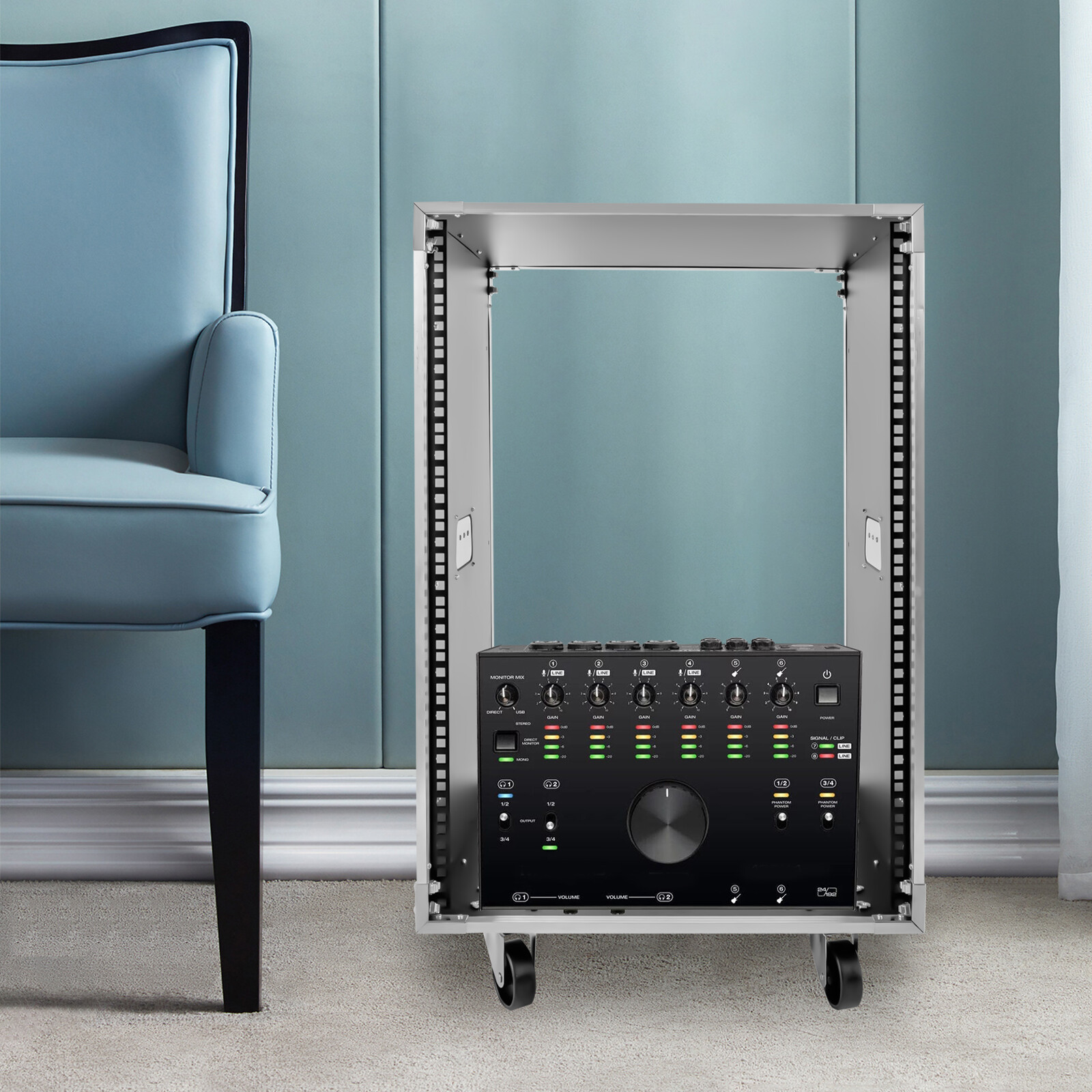 16U Cabinet Portable Rolling Network Server Rack w/ Wheels For KTV Conference