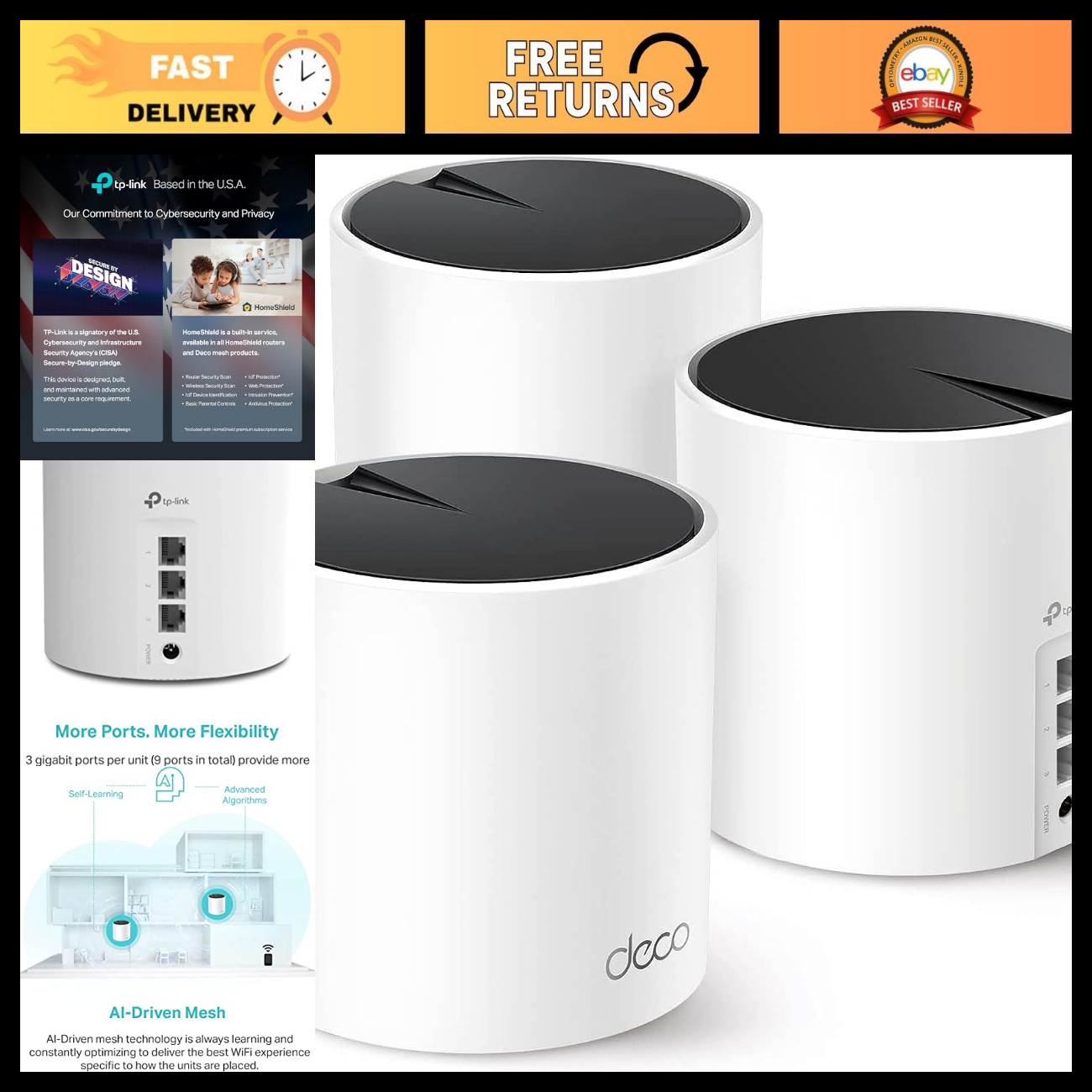 WiFi 6 Mesh System AX3000, Deco X55 (3-Pack) - High-Speed Home Network Solution