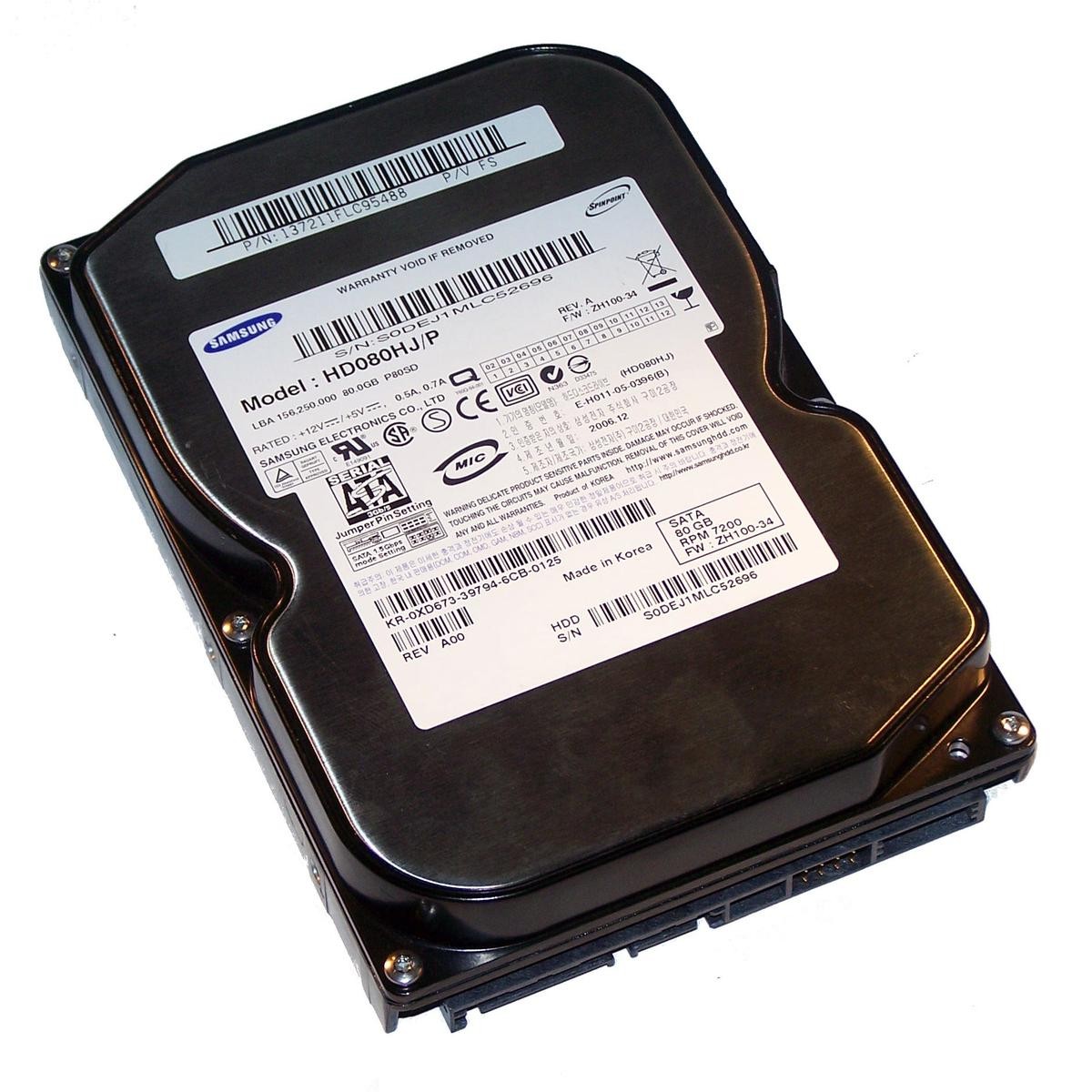 Samsung SpinPoint P80SD HD080HJ/P 80GB SATA 3.5" Internal HDD