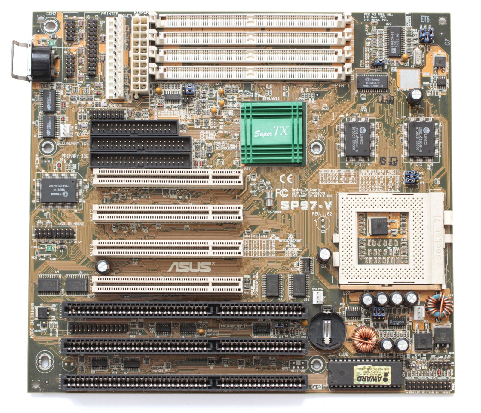 Socket 7 motherboard - ASUS SP97-V -  SiS 5598 - TESTED - NO TARIFF