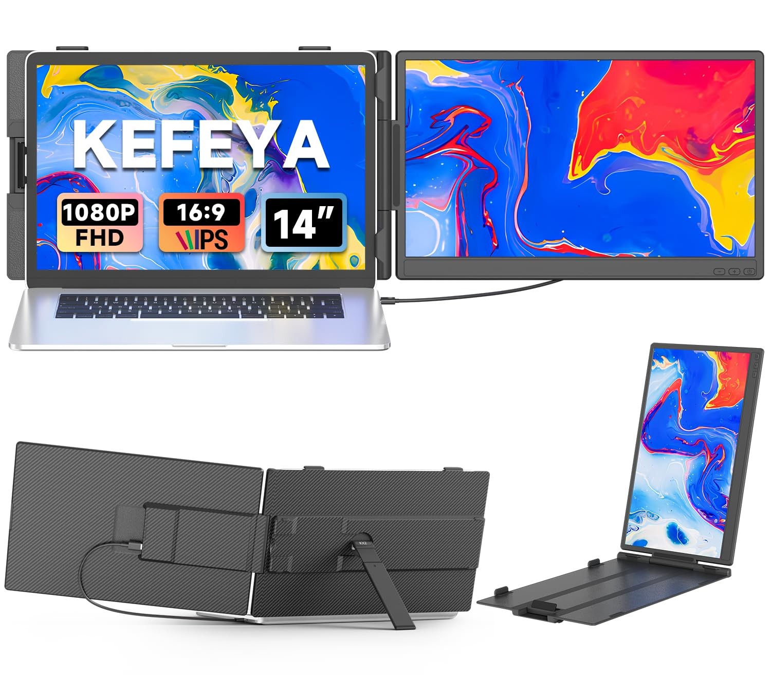 Laptop Screen Extender 14", FHD 1080P IPS Laptop Monitor Extender, Portable M...