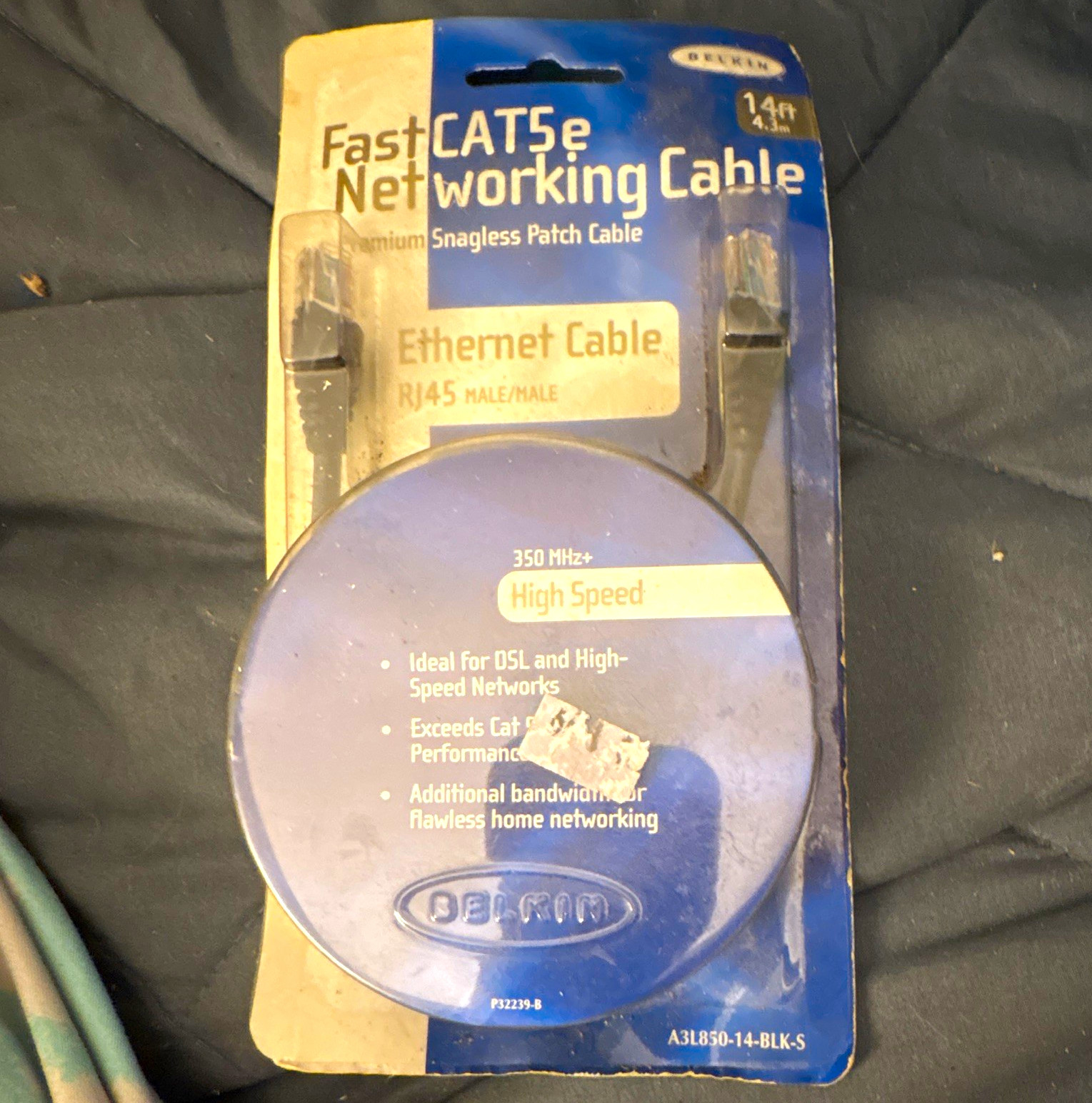 Belkin FastCAT5e Cat5e Ethernet Patch Cable 14ft Black Snagless RJ45 M/M g4