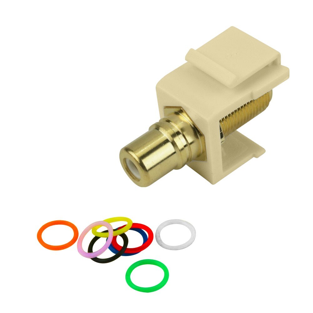 Construct Pro™ F-Connector to RCA Keystone Jack Insert (8 Color Bands, Ivory)