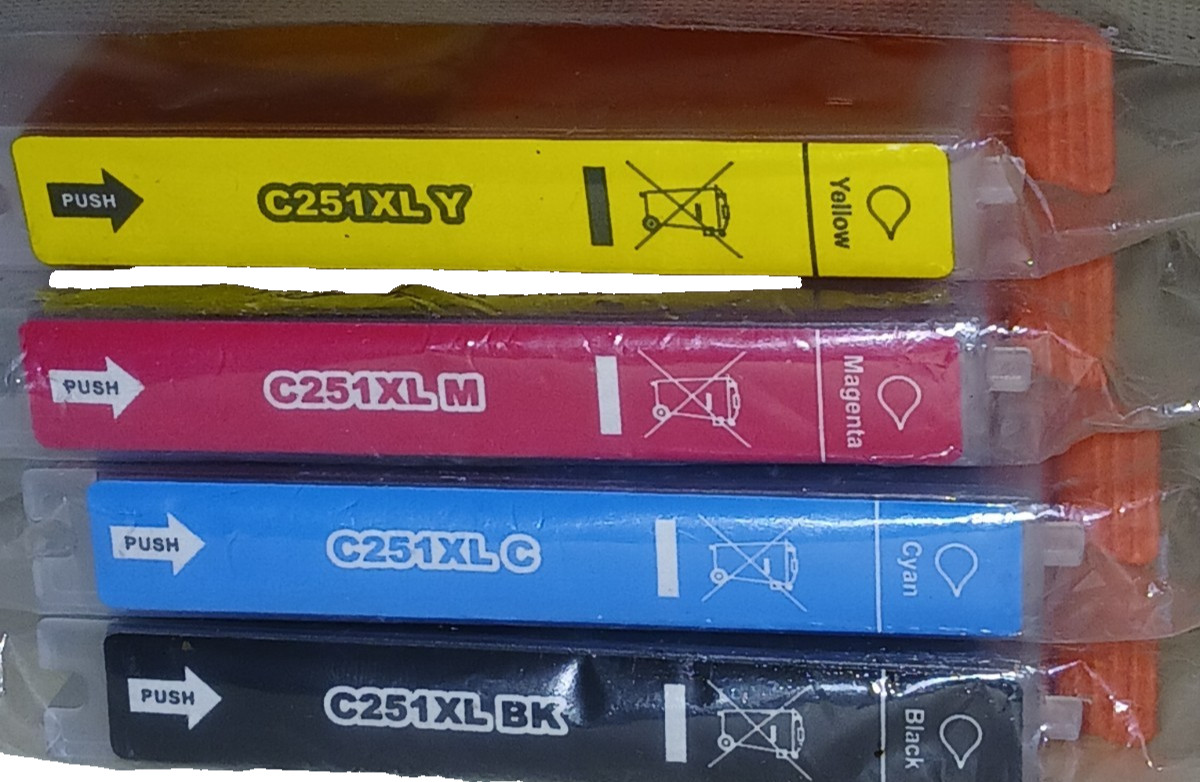 Canon Pixma C-251 XL Compatible Ink Cartridges Cyan Magenta Yellow Blk Set of 4