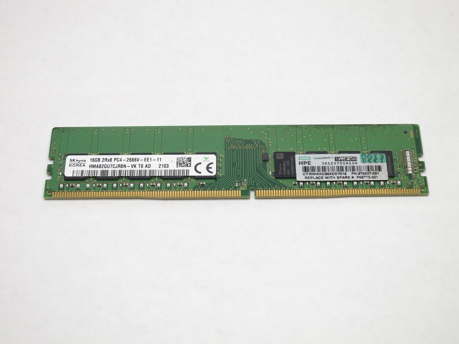 879527-091 HPE 16GB DDR4 2666 EUDIMM ECC 2Rx8 PC4-21300 879507-B21 P06773-001