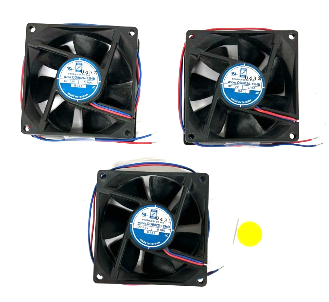 ORION FANS OD8025-12HB 12 VOLTS 30DB 3500 RPM OAL 3-1/8" LOT OF 3