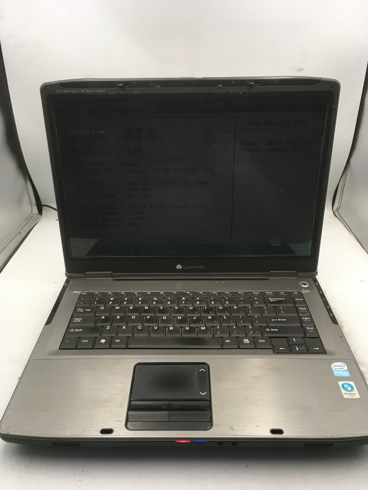 GATEWAY MA7 MT6705 - BOOTS TO BIOS - INTEL T2060 - 1GB RAM -READ DESCRIPTION- BB
