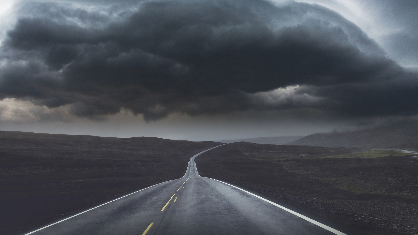 Landscape road sky clouds asphalt plains storm Custom Gaming Mat Desk
