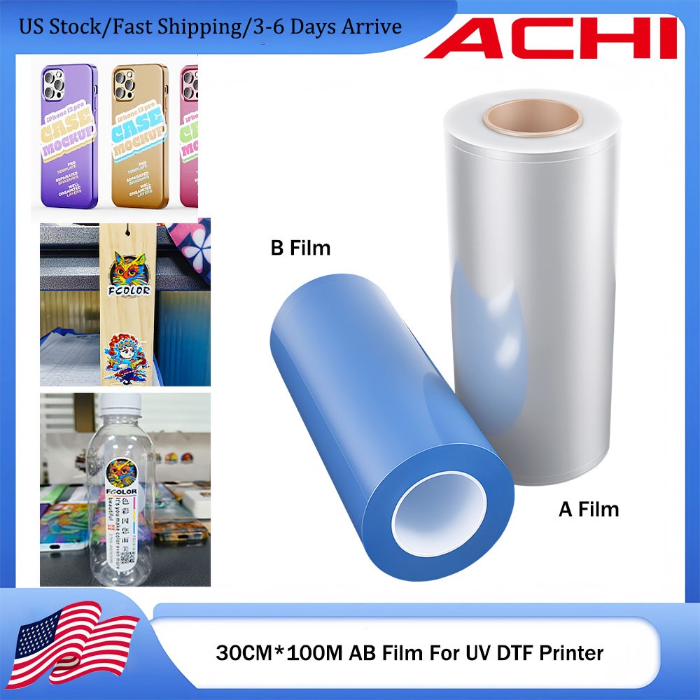 ACHI 30cm*100m 2 Rolls  A/B Film Transfer Sticker For A3 UV DTF Printer per Roll