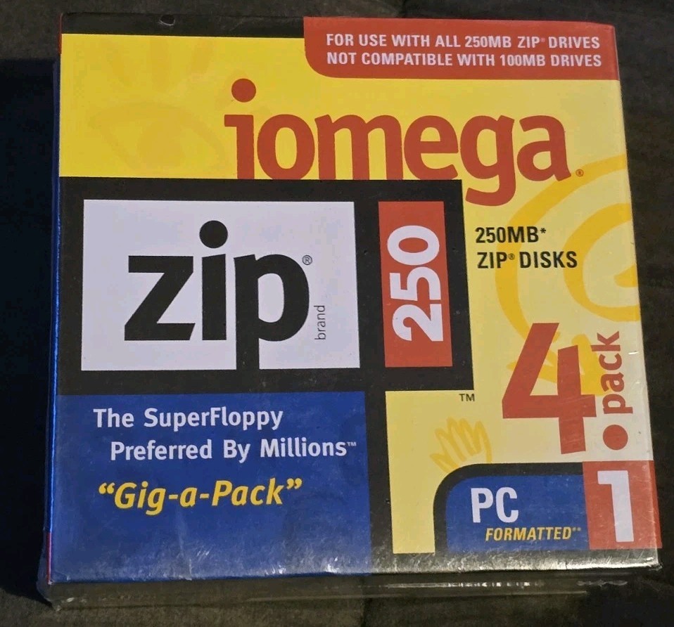 Iomega 250MB Zip Disks PC Formatted- Pack of 4