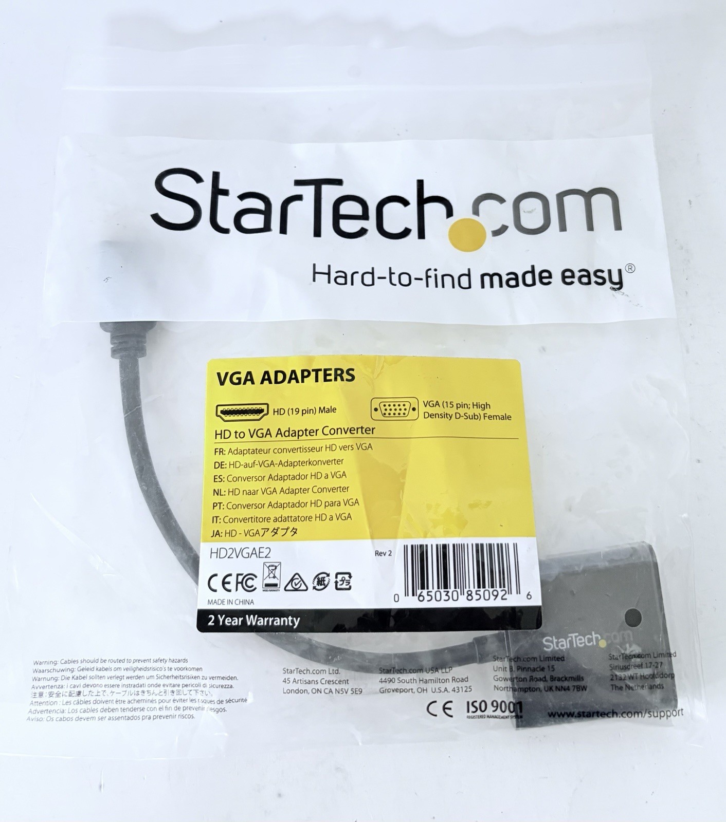 StarTech HD2VGAE2 HDMI to VGA Converter - Original Adapter Cable - NEW 