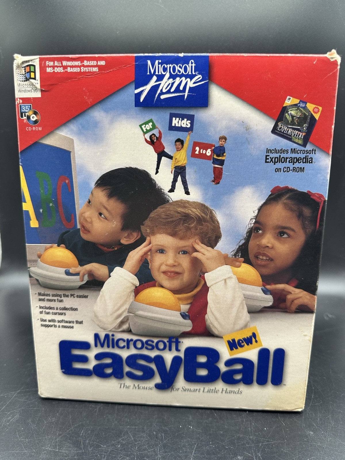 Microsoft Easyball Vintage Children’s Navigation Trackball PC Device-untested