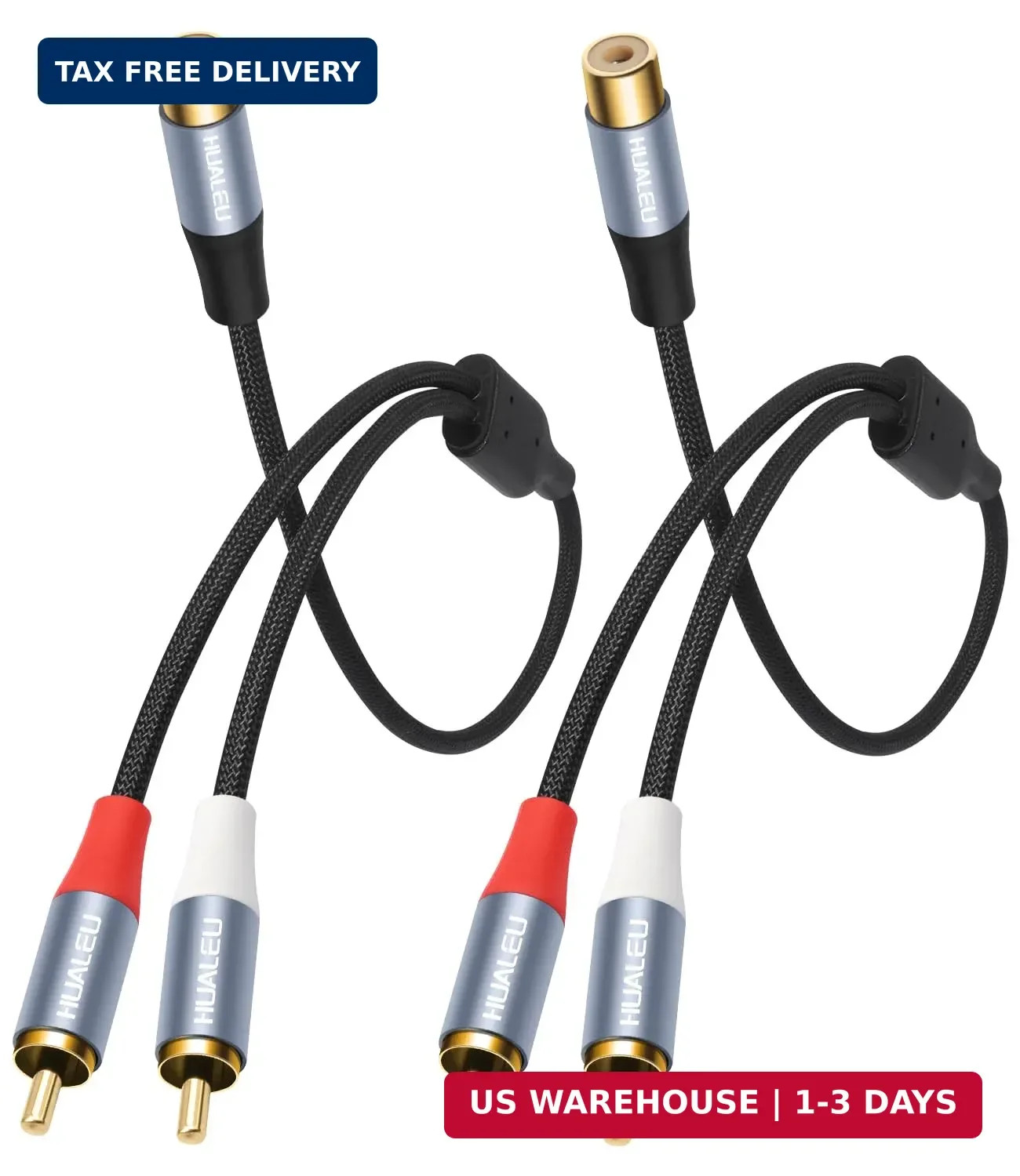 1FT RCA Splitter 1 Female to 2 Male, 2 Pack - RCA Audio Video Cable Splitter Ada