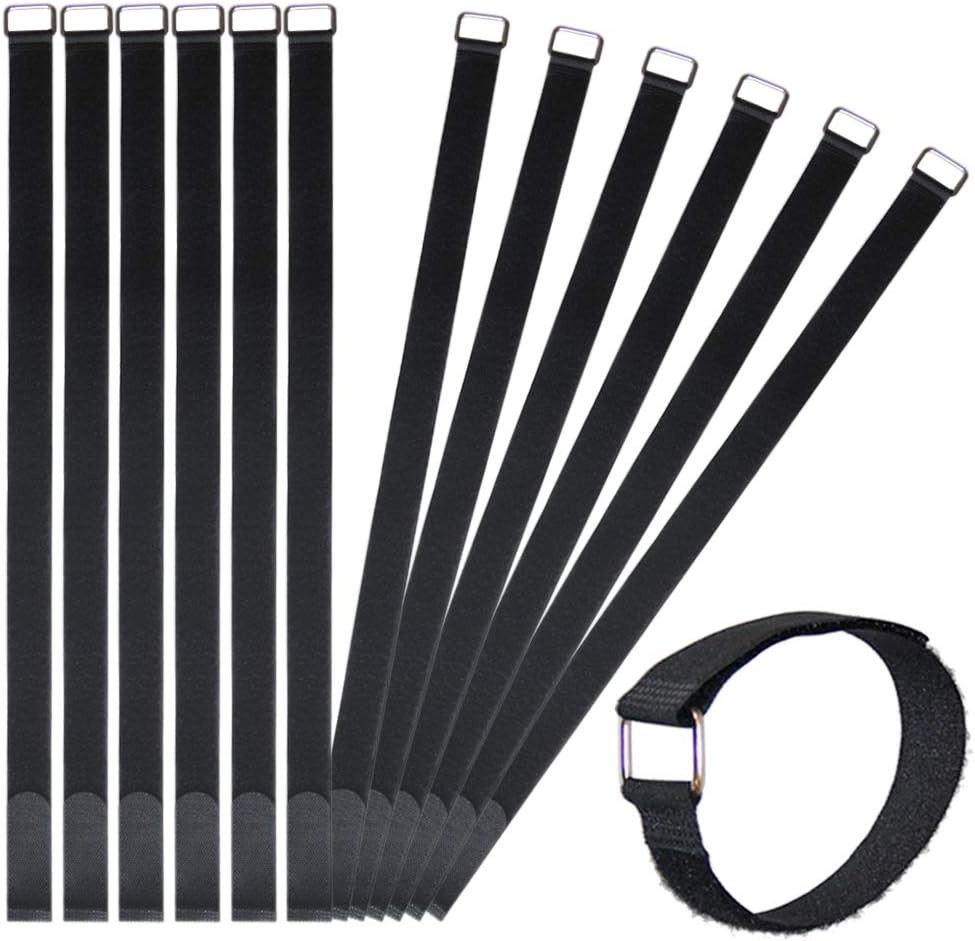 12 Pack 24 Inch Reusable Fastening Cable Straps Hook and Loop Cinch Cable Ties