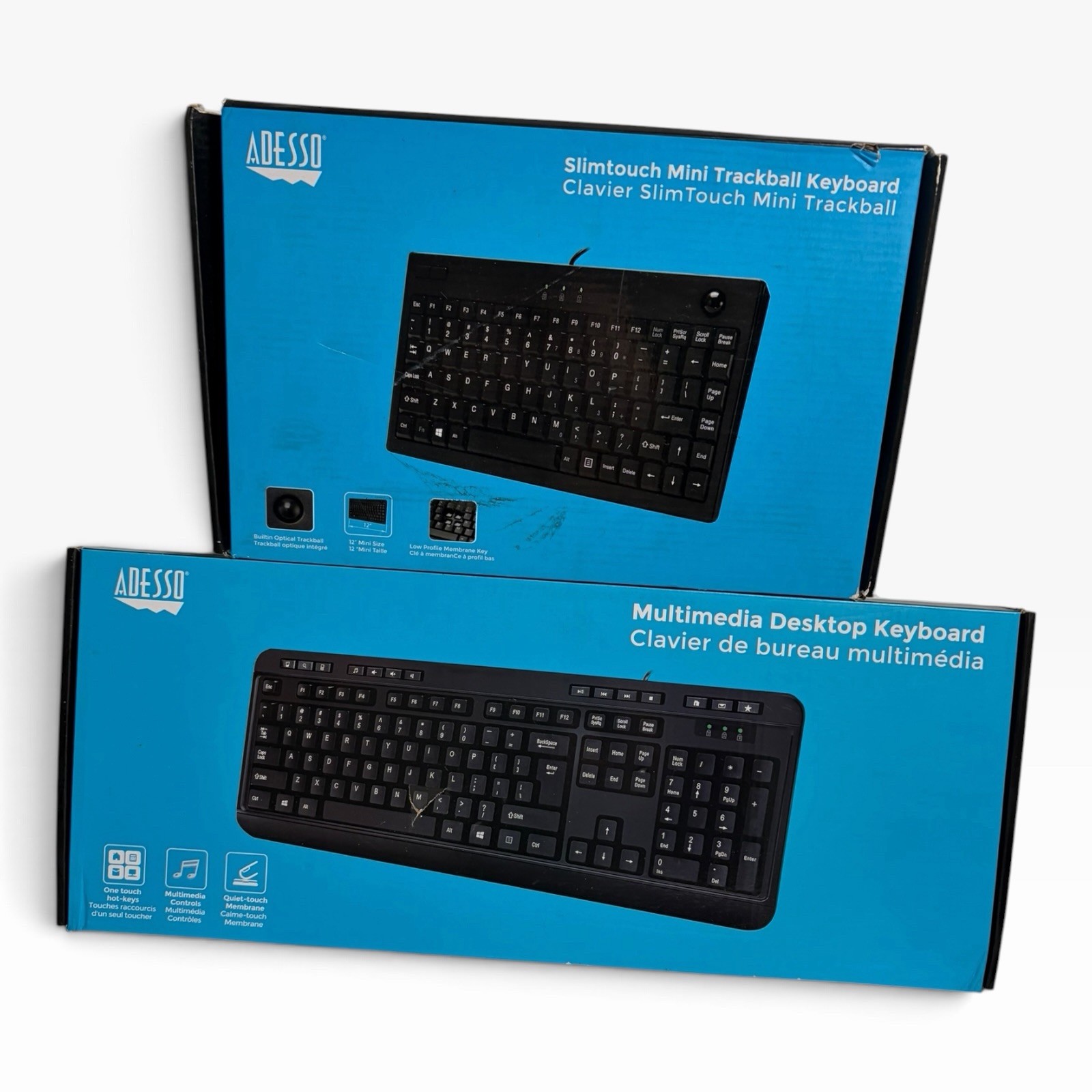 2-Pack Adesso AKB-310UB & AKB132-UB SlimTouch & EasyTouch Keyboards New & Sealed