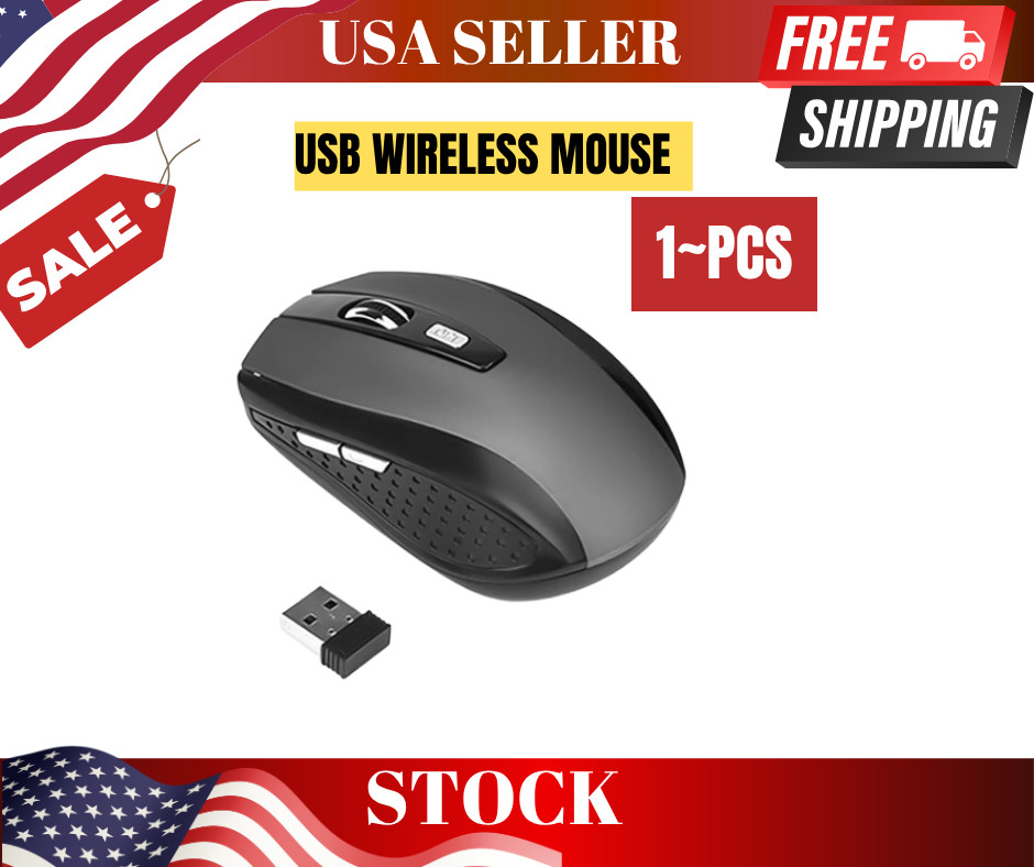 NEW 2.4G Wireless Mouse 1600 DPI Optical Silent Click USB Mini Slim PC Laptop